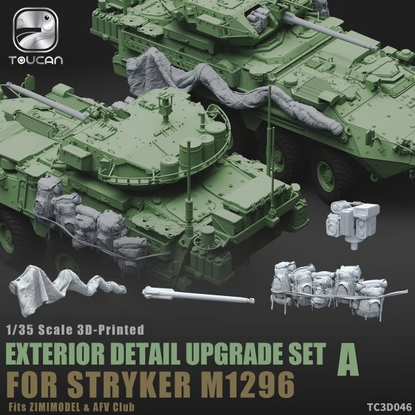 Zimi Model Toucan TC3D046 3D Printed Exterior Detail Upgrade Set A for Stryker M1296 (for Zimi Model and AFV Club Kits) 1/35