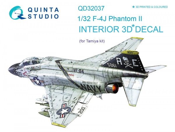 Quinta Studio QD32037 F-4J 3D-Printed &amp; coloured Interior on decal paper (for Tamiya kit) 1/32