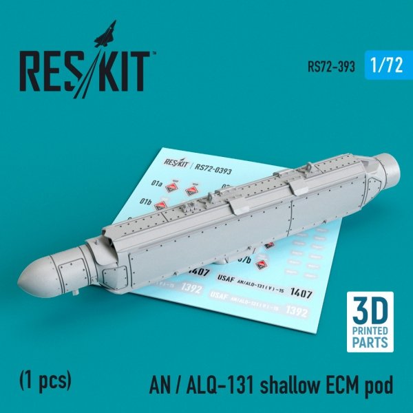 RESKIT RS72-0393 AN / ALQ-131 SHALLOW ECM POD (3D PRINTED) 1/72