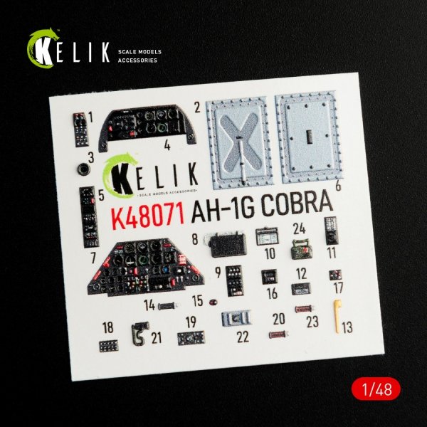 KELIK K48071 AH-1G INTERIOR 3D DECALS FOR ICM/SPECIALHOBBY KIT 1/48