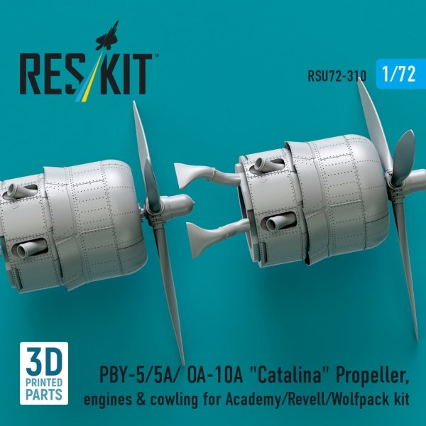 RESKIT RSU72-0310 PBY-5/5A/ OA-10A "Catalina" Propeller, engines &amp; cowling for Academy/Revell/Wolfpack kit (3D printed) 1/72