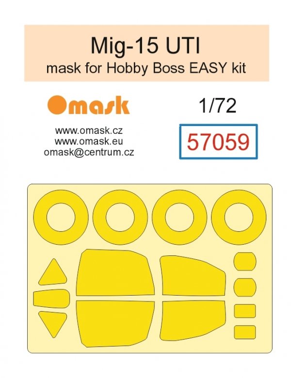 Omask 57059 Mig-15 UTI Mask (for Hobby Boss Easy kit) yellow masking tape 1/72