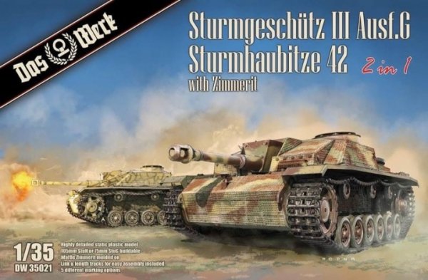 Das Werk DW35021 2 in 1 Sturmgeschütz III Ausf.G Sturmhaubitze 42 with Zimmerit 1/35