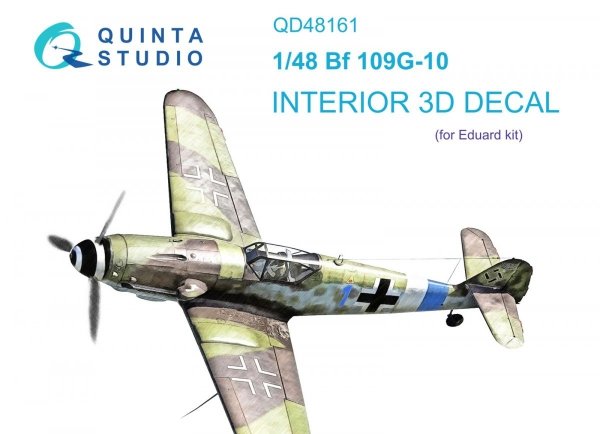 Quinta Studio QD48161 Bf 109G-10 3D-Printed &amp; coloured Interior on decal paper (Eduard) 1/48