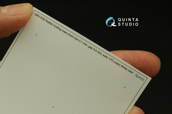 Quinta Studio QRV-039 Radial riveting rows (rivet size 0.10 mm, gap 0.4 mm, suits 1/72), White color 1/72