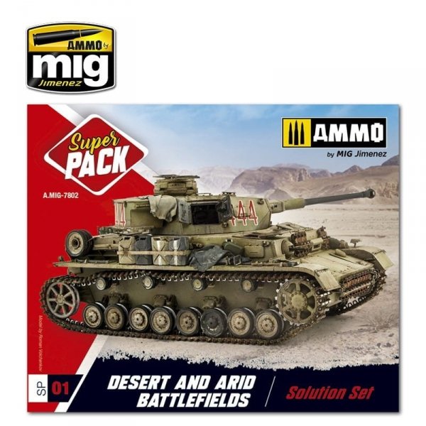 AMMO of Mig Jimenez 7802 - Super Pack Desert &amp; Arid Battlefields - Solution Set - Zestaw do weatheringu