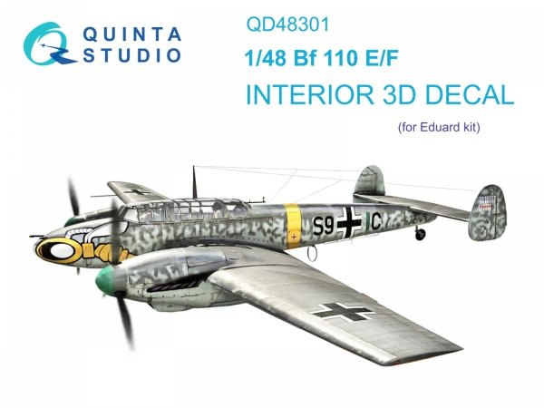 Quinta Studio QD48301 Bf 110E/F 3D-Printed &amp; coloured Interior on decal paper (Eduard) 1/48