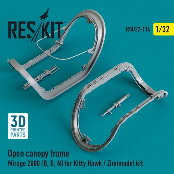 RESKIT RSU32-0114 OPEN CANOPY FRAME MIRAGE 2000 (B,D,N) FOR KITTY HAWK / ZIMIMODEL KIT (3D PRINTED) 1/32