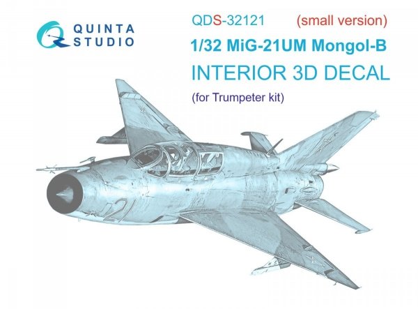 Quinta Studio QDS32121 MiG-21UM 3D-Printed &amp; coloured Interior on decal paper (Trumpeter) (Small version) 1/32