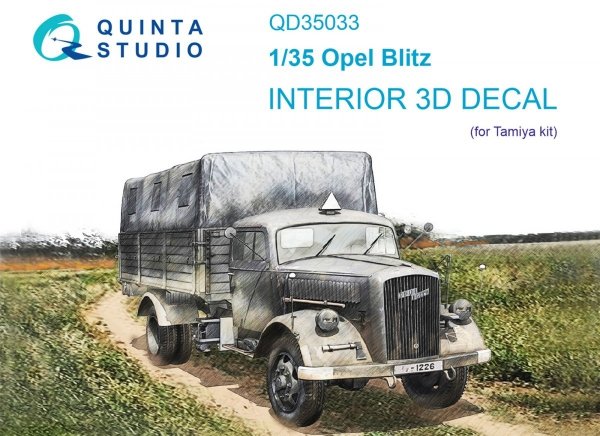 Quinta Studio QD35033 Opel Blitz 3D-Printed &amp; coloured Interior on decal paper (Tamiya) 1/35