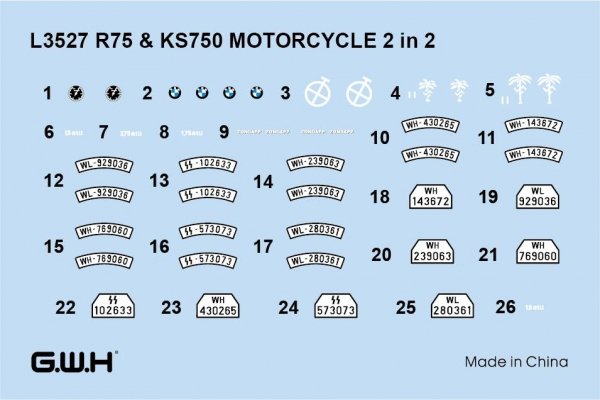 Great Wall Hobby L3527 WWII German Motorcycle R75 &amp; KS750 2 in 2 1/35