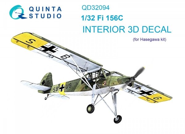 Quinta Studio QD32094 Fi 156C 3D-Printed &amp; coloured Interior on decal paper (Hasegawa) 1/32