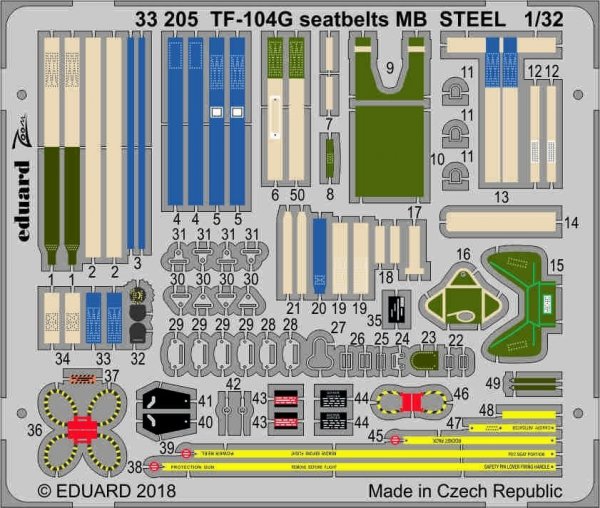 Eduard 33205 TF-104G seatbelts MB STEEL ITALERI 1/32