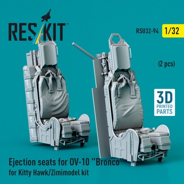 RESKIT RSU32-0094 Ejection seats for OV-10 &quot;Bronco&quot; (2 pcs) for Kitty Hawk/Zimimodel kit (3D Printed) 1/32