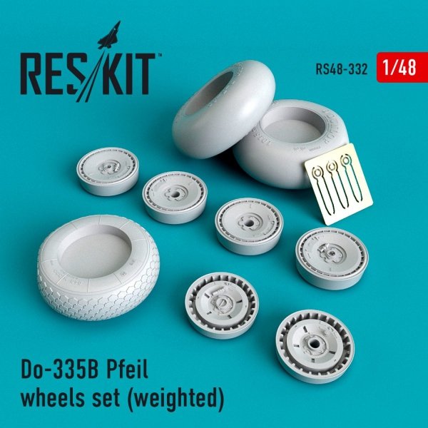 RESKIT RS48-0332 DO-335В &quot;PFEIL&quot; WHEELS SET (WEIGHTED) 1/48