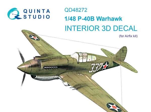 Quinta Studio QD48272 P-40B 3D-Printed &amp; coloured Interior on decal paper (Airfix) 1/48