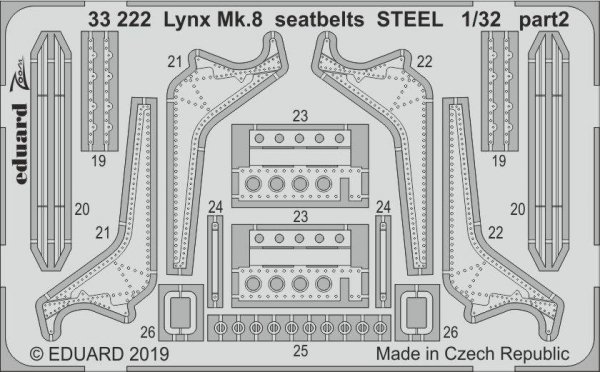 Eduard 33222 Lynx Mk.8 seatbelts STEEL REVELL 1/32