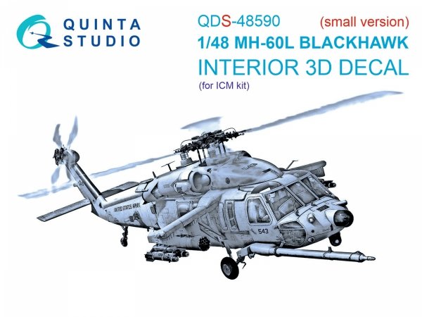 Quinta Studio QDS-48590 MH-60L Blackhawk 3D-Printed &amp; coloured Interior on decal paper (ICM) (Small version) 1/48