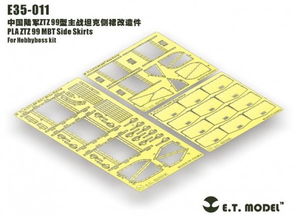 E.T Model E35-010+E35-011 PLA ZTZ 99/99A MBT Basic For Hobbyboss 82438/82439 &amp; Side Skirts 