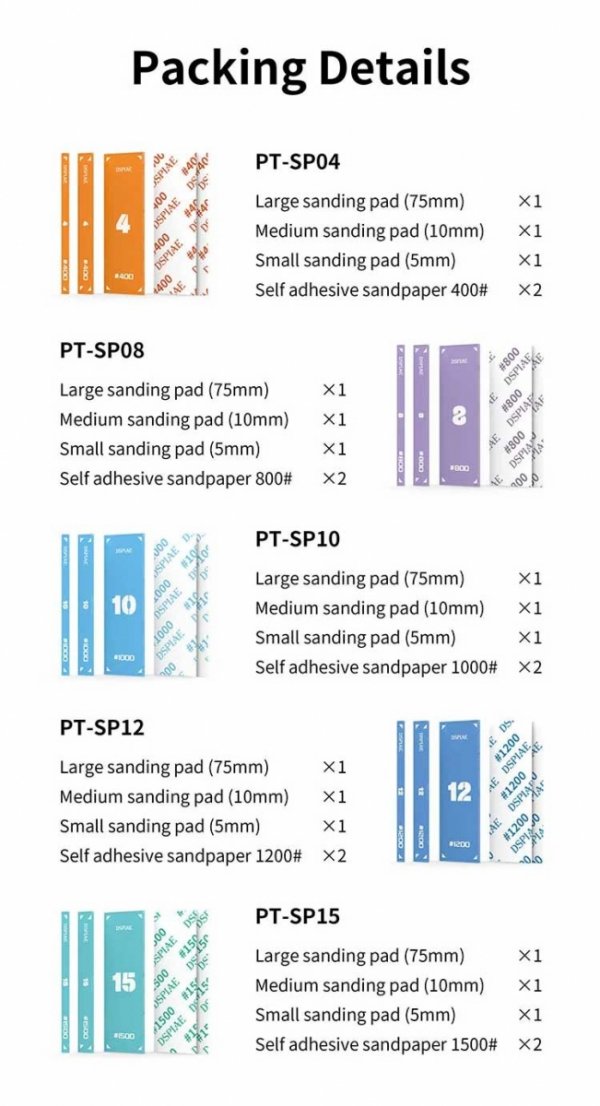 DSPIAE PT-SP15 Acrylic Sanding #1500 Pad Set 3 pcs / Zestaw akrylowych płytek szlifierskich #1500 3 szt