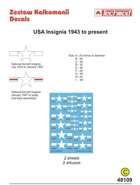 Techmod 48109 - US Insignia 1943 to Present (1:48)