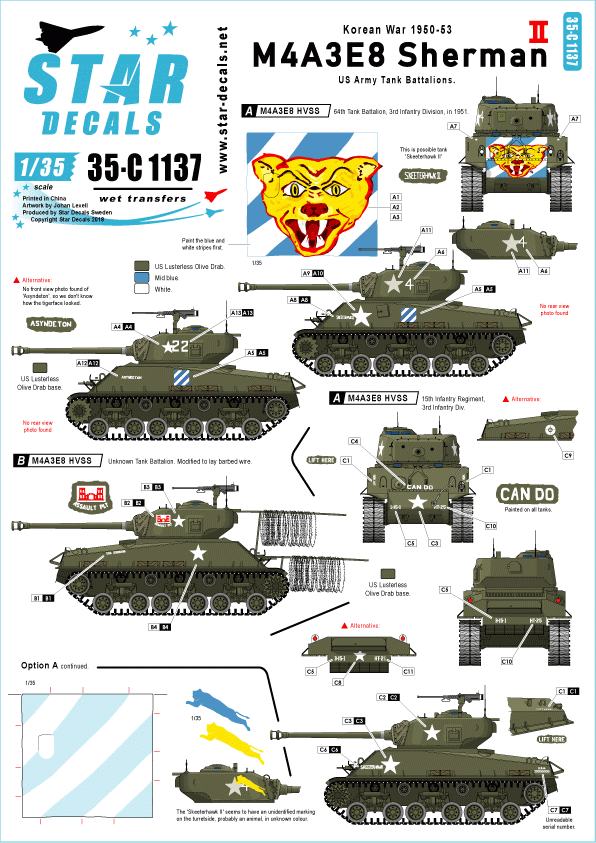 Star Decals 35-C1137 M4A3E8 Sherman 2 1/35
