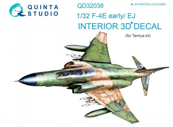 Quinta Studio QD32038 F-4E early/F-4EJ 3D-Printed &amp; coloured Interior on decal paper (for Tamiya kit) 1/32