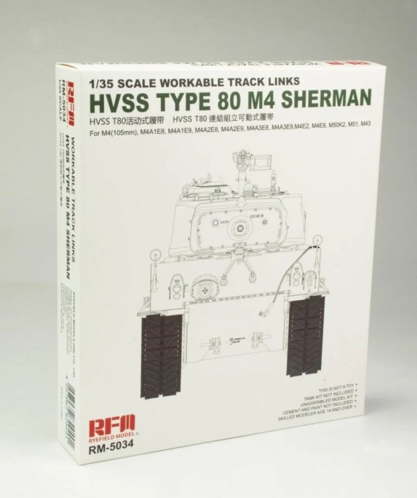 Rye Field Model 5034 HVSS T80 Track for M4 Sherman 1/35