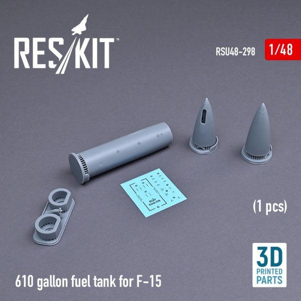 RESKIT RSU48-0298 610 GALLON FUEL TANK FOR F-15 (1 PCS) (3D PRINTED) 1/48