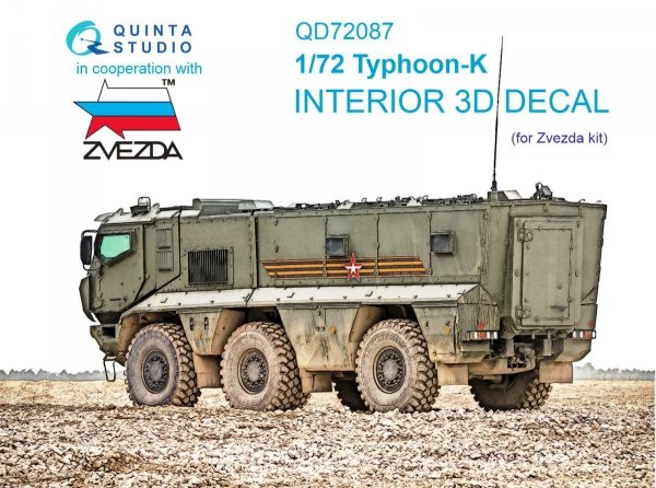 Quinta Studio QD72087 Typhoon-K 3D-Printed &amp; coloured Interior on decal paper (Zvezda) 1/72
