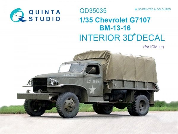 Quinta Studio QD35035 Chevrolet G7107 3D-Printed &amp; coloured Interior on decal paper (for ICM kit) 1/35