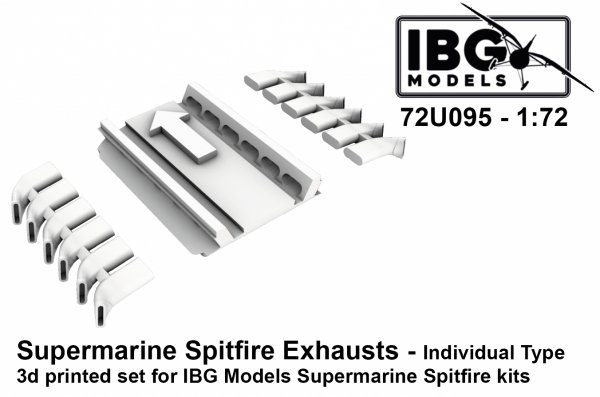 IBG 72U095 Supermarine Spitfire Exhausts - Individual Type - 3d Printed Set 1/72