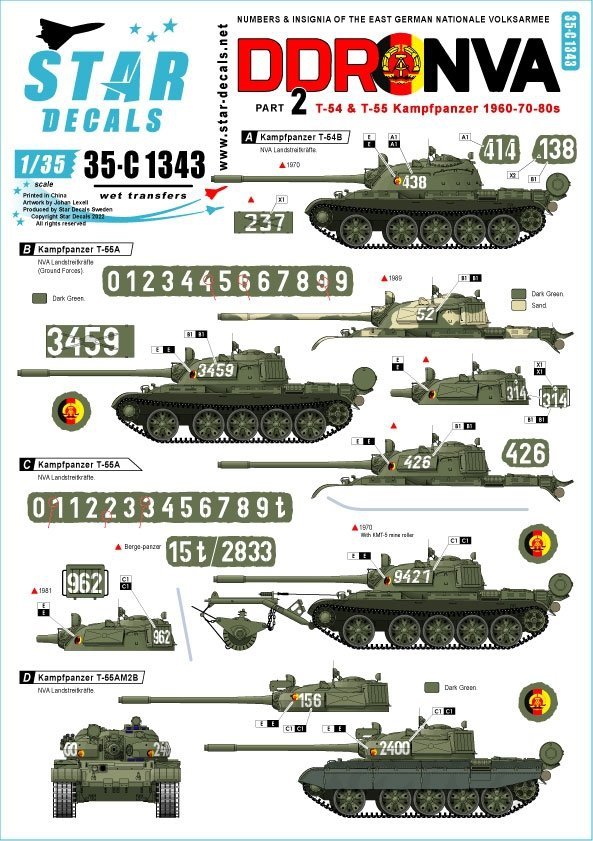 Star Decals 35-C1343 DDR - NVA 2. Numbers &amp; insignia of the East German Nationale Volksarmee 1/35