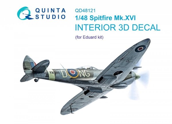 Quinta Studio QD48121 Spitfire Mk.XVI 3D-Printed &amp; coloured Interior on decal paper (Eduard) 1/48