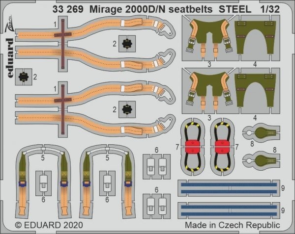 Eduard 33269 Mirage 2000D/ N seatbelts STEEL 1/32
