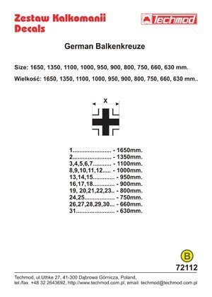 Techmod 72112 - German Luftwaffe Balkenkreuze (1:72)