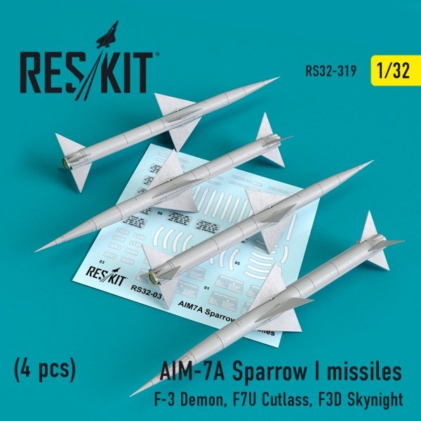 RESKIT RS32-0319 AIM-7A SPARROW I MISSILES (4 PCS) 1/32