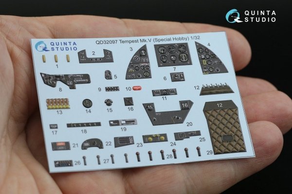 Quinta Studio QD32097 Tempest Mk.V 3D-Printed &amp; coloured Interior on decal paper (Special Hobby/Revell) 1/32