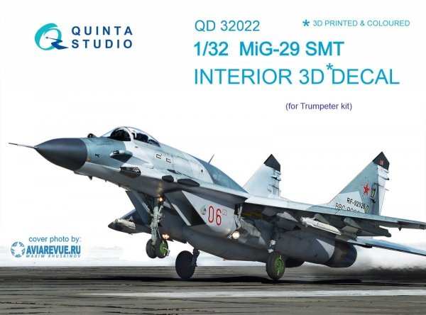 Quinta Studio QD32022 MiG-29SMT 3D-Printed &amp; coloured Interior on decal paper (for Trumpeter kit) 1/32