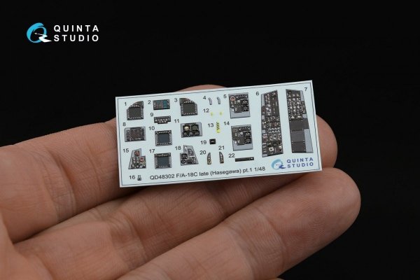 Quinta Studio QD48302 F/A-18C late 3D-Printed &amp; coloured Interior on decal paper (Hasegawa) 1/48