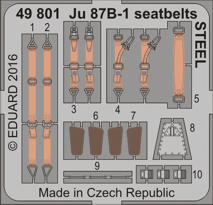 Eduard 49801 Ju 87B-1 seatbelts STEEL AIRFIX 1/48