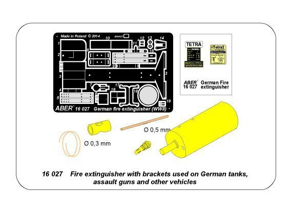 Aber 16027 Fire extinguisher with brackets used on German tanks, assault guns and other vehicles (1:16)
