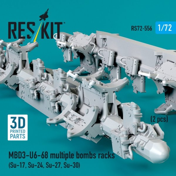 RESKIT RS72-0556 MBD3-U6-68 multiple bombs racks (2 pcs) (Su-17, Su-24, Su-27, Su-30) (3D Printed) (1/72)