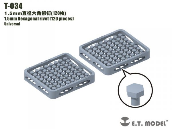 E.T. Model T-034 1.5mm Hexagonal rivet (120 pieces) ( nity )