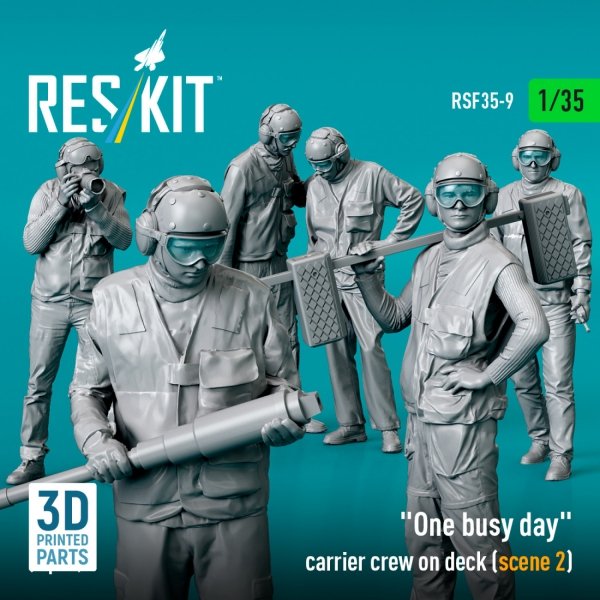 RESKIT RSF35-0009 "One busy day" carrier crew on deck (scene 2) (6 pcs) (3D Printed) (1/35)