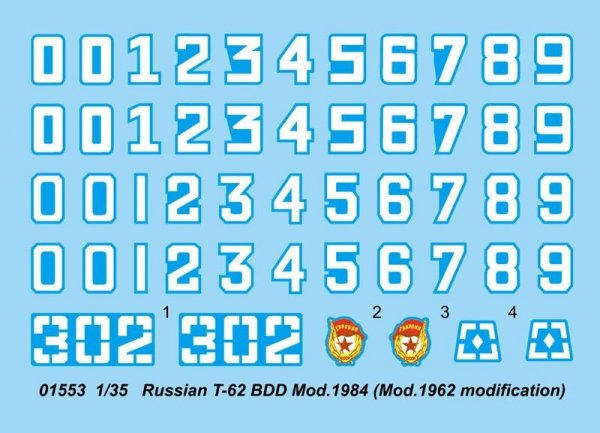 Trumpeter 01553 Russian T-62 BDD Mod.1984 (Mod.1962 modification) 1/35