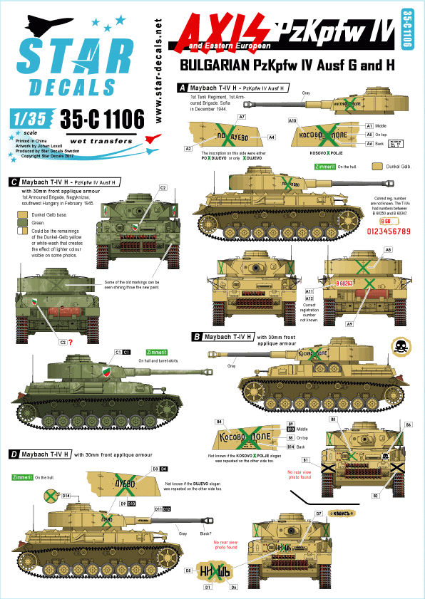 Star Decals 35-C1106 Axis &amp; Eastern European PzKpfw IV 1/35