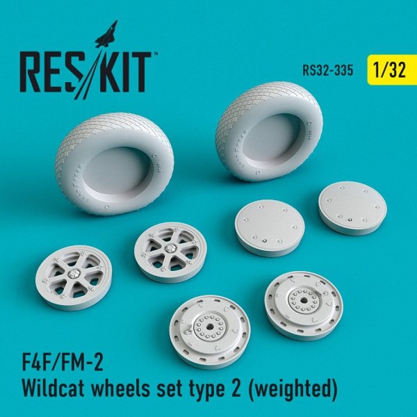 RESKIT RS32-0335 F4F/FM-2 &quot;WILDCAT&quot; WHEELS SET TYPE 2 (WEIGHTED) 1/32