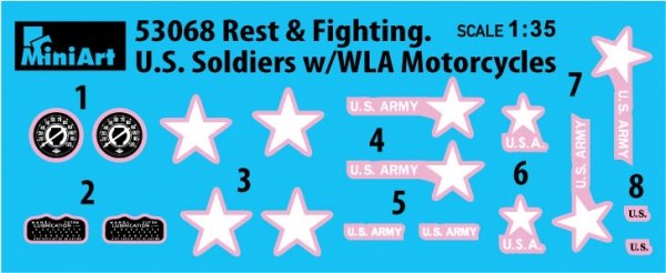 MiniArt 53068 REST &amp; FIGHTING. U.S. SOLDIERS w/WLA MOTORCYCLES 1/35