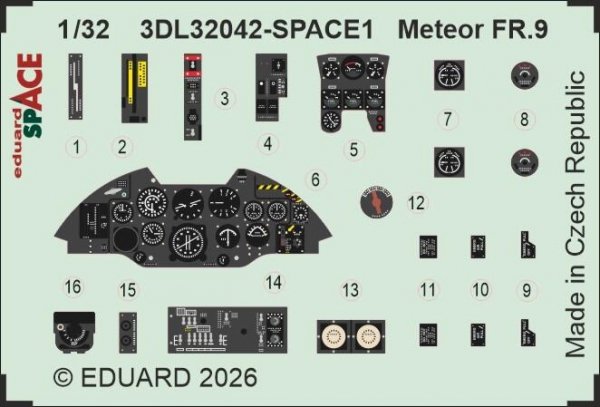 Eduard 3DL32042 Meteor FR.9 SPACE for REVELL 1/32